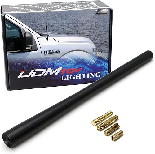 Miniatura 1 de iJDMTOY Juego de antena de radio corta de 7 pulgadas compatible con Ford Toyota DodgeRAM, Nissan Trucks, acabado negro mate
