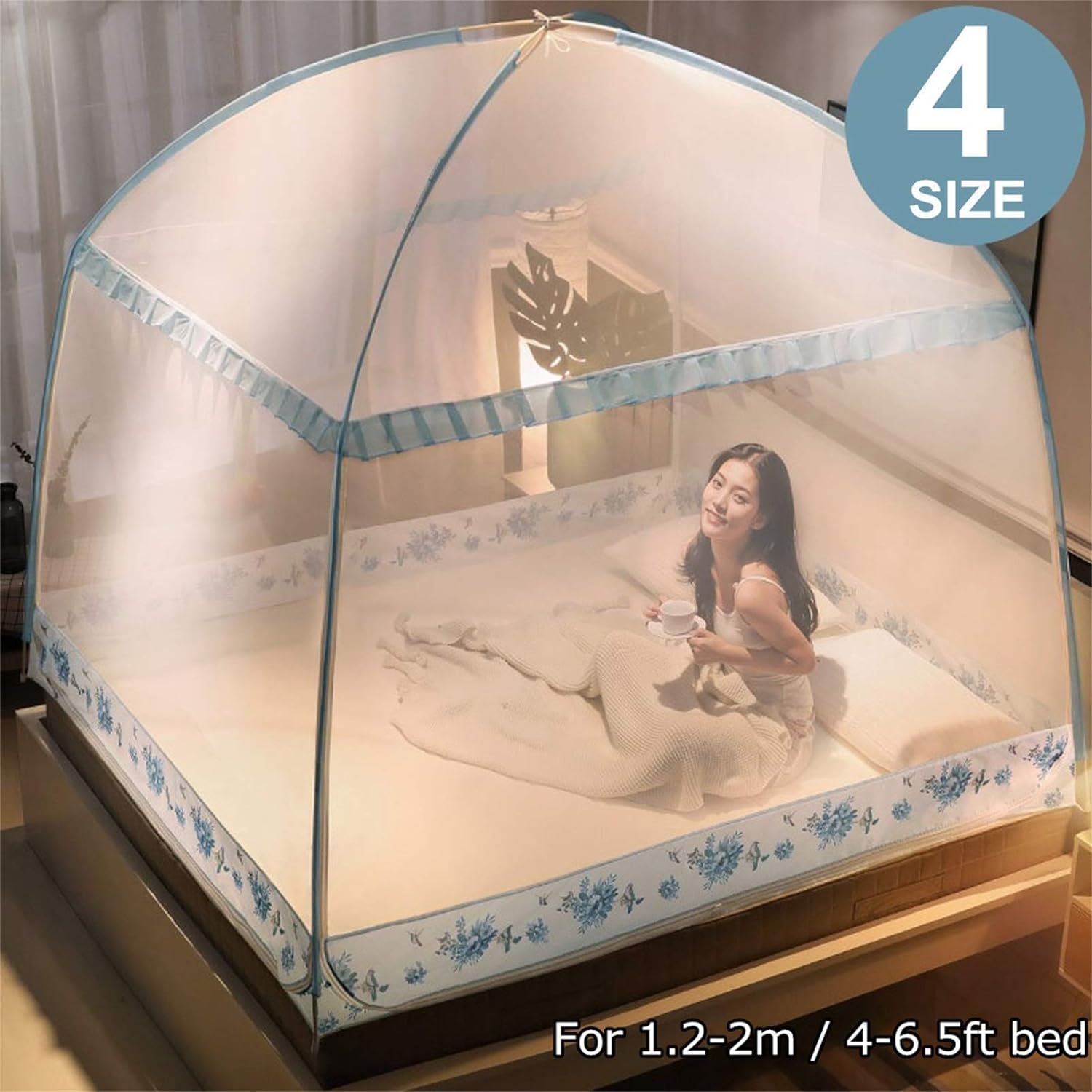 Pop Up Mosquito Net for Single Bed, Portable Tent Travel Double Door Zip Mosquito Net, Outdoor Mosquito Net(2.0m)