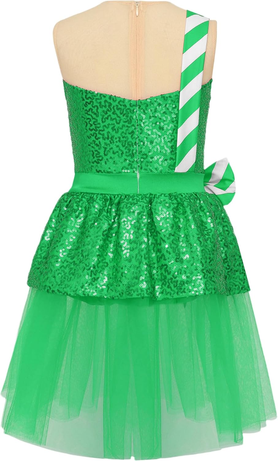 Jugaoge Kids Girls Christmas Dance Costume Candy Cane Sequins Ballet Tutu Dance Dress Figure Ice Skating Dress