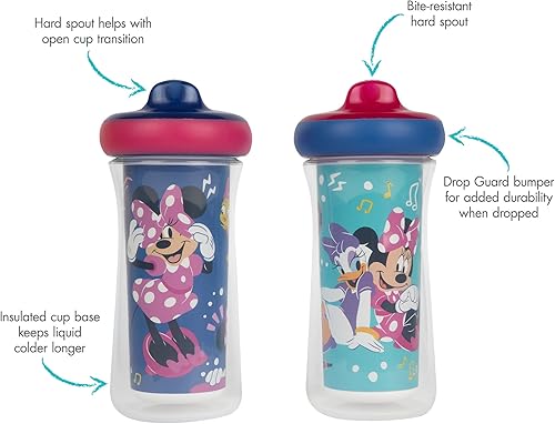 Miniatura 2 de The First Years Disney Minnie Mouse - Vasos aislados para niños pequeños con boquilla dura resistente a las mordeduras, 9 onzas, 2 unidades
