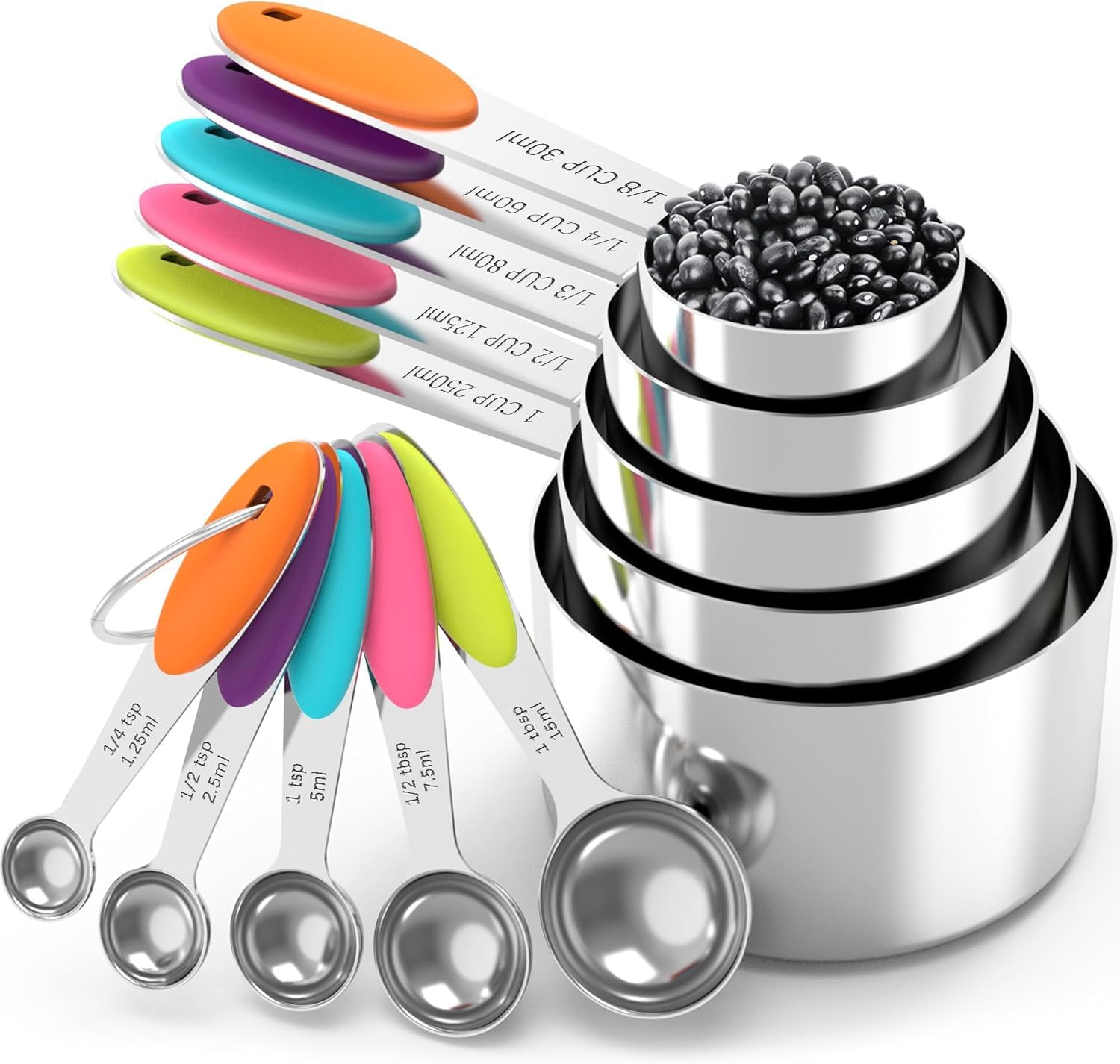 Measuring Cups and Spoons Set (10 Pieces), Stainless Steel Measuring Set for Cooking & Baking, Durable Kitchen Utensils with Easy-to-Read Markings-image-21