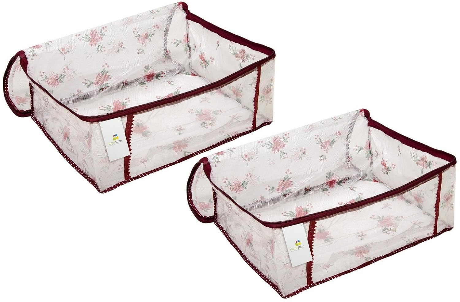 Housses de protection pour sari en filet respirant et transparent coloris bordeaux