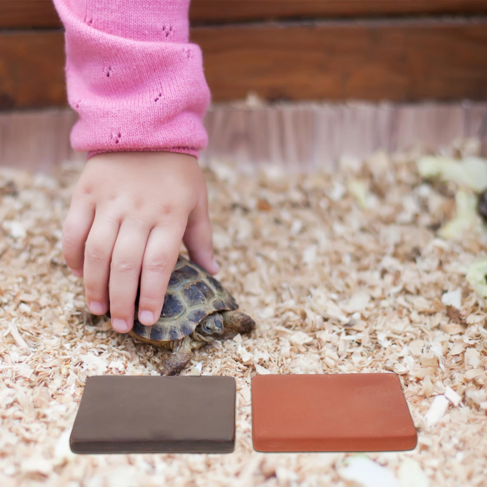 BESTonZON 6-teiliges Keramikziegelstein für Reptilienbecken: Landschaftsbausteine für Schildkrötenhabitate – 3,14 x 2,36 Zoll große Sonnenplattform aus Ton für Terrarien-Landschaftszubehör