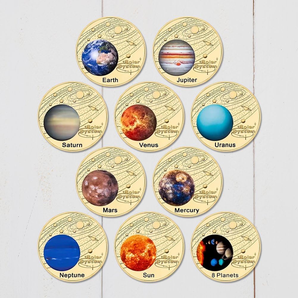 Moneda De Desafío del Solar, 10 Monedas Conmemorativas del Solar, Medalla De Recuerdo para Entusiastas De Los Planetas.