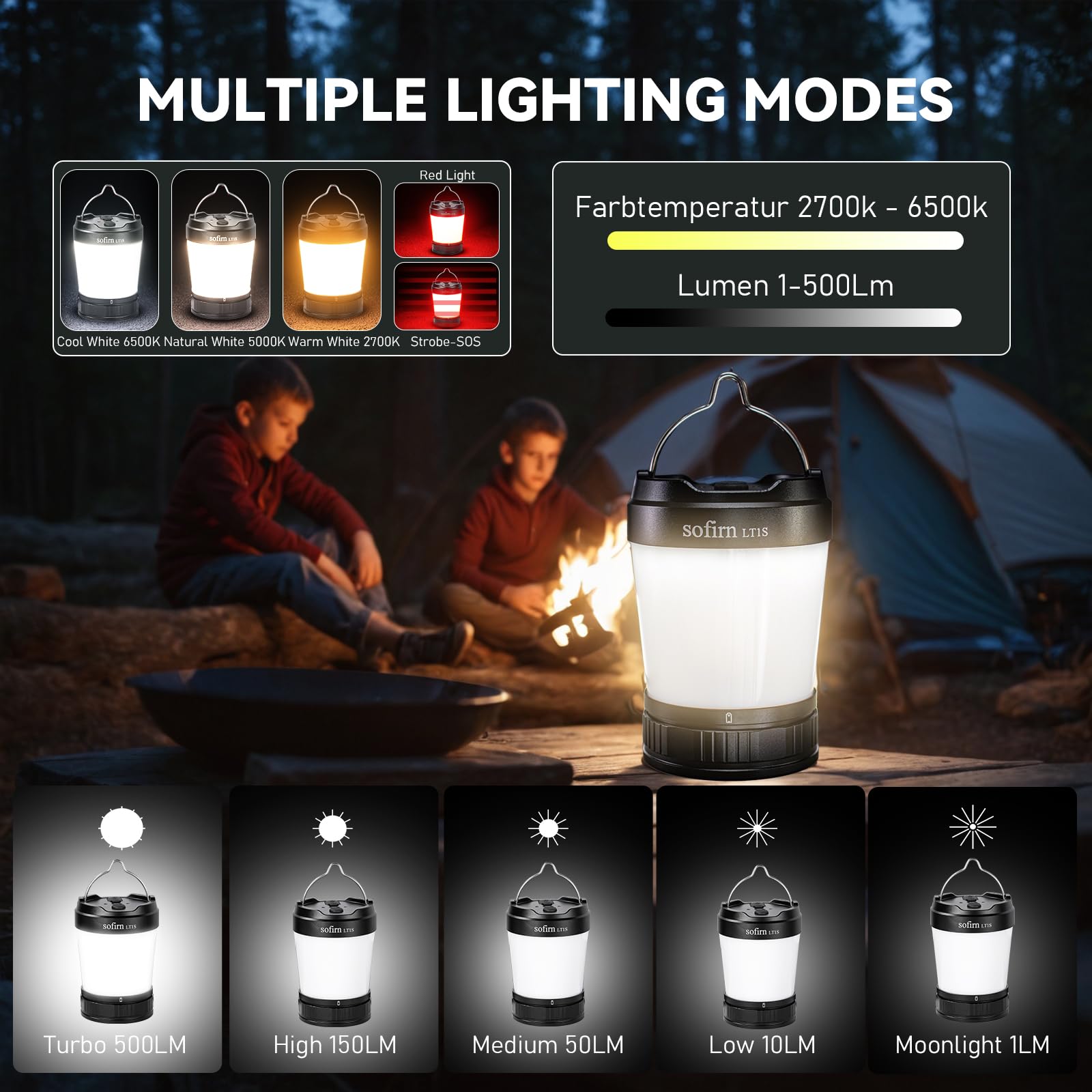 Lampada Led Camping Sofirn LT1S 2700K-6500K Rechargeable - Dettaglio