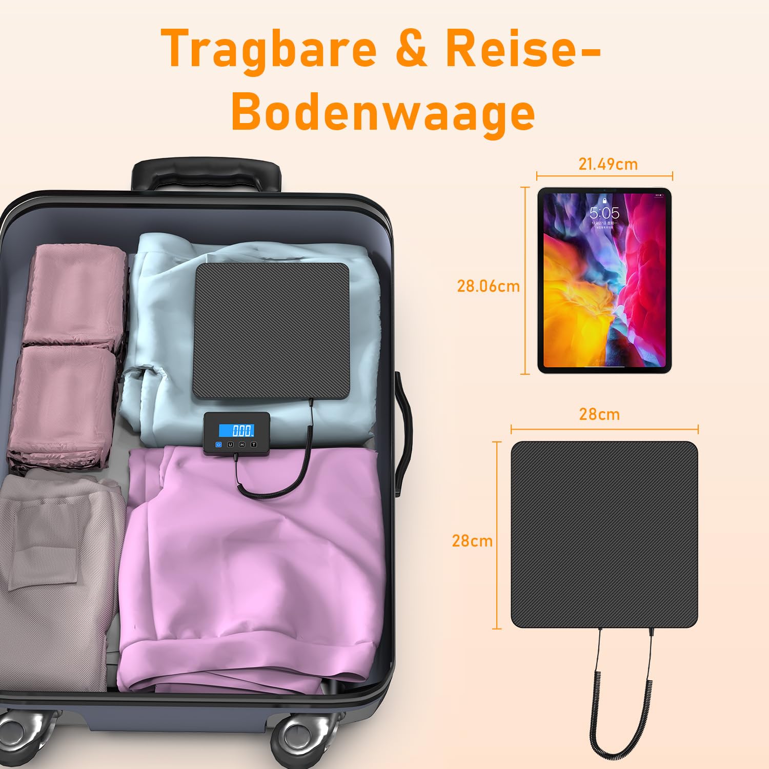 Präzise Plattformwaage 200 kg/10 g, Industriewaage mit LCD-Display, Halte- & Tara-Funktion, Lagerwaage