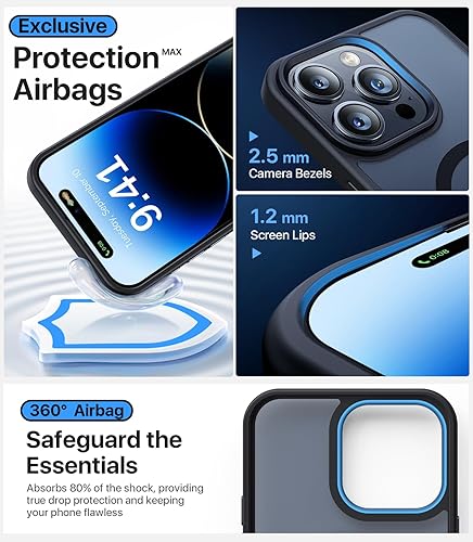 Miniatura 5 de Funda magnética fuerte para iPhone 15 Pro Max, compatible con MagSafe, probada en caídas de grado militar, a prueba de golpes, delgada, translúcida,