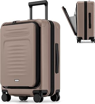 Coolife Expandable Luggage with TSA Lock Carry On Apricot