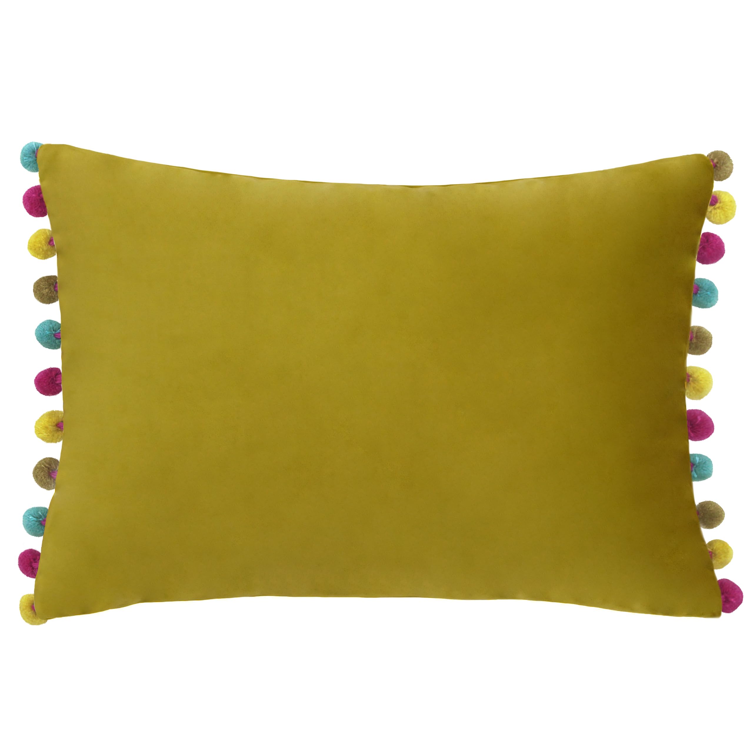 Paoletti Fiesta Velvet Pom Pom Feather Rich Filled Cushion