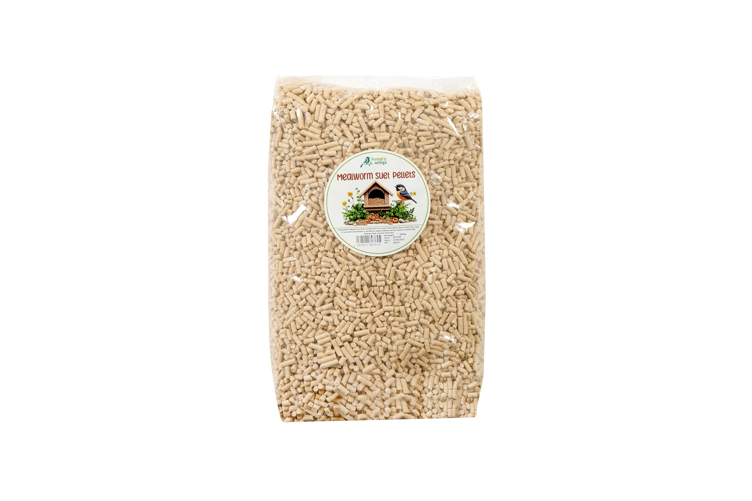 Wild Bird Food (3kg, Mealworm Suet Pellets)
