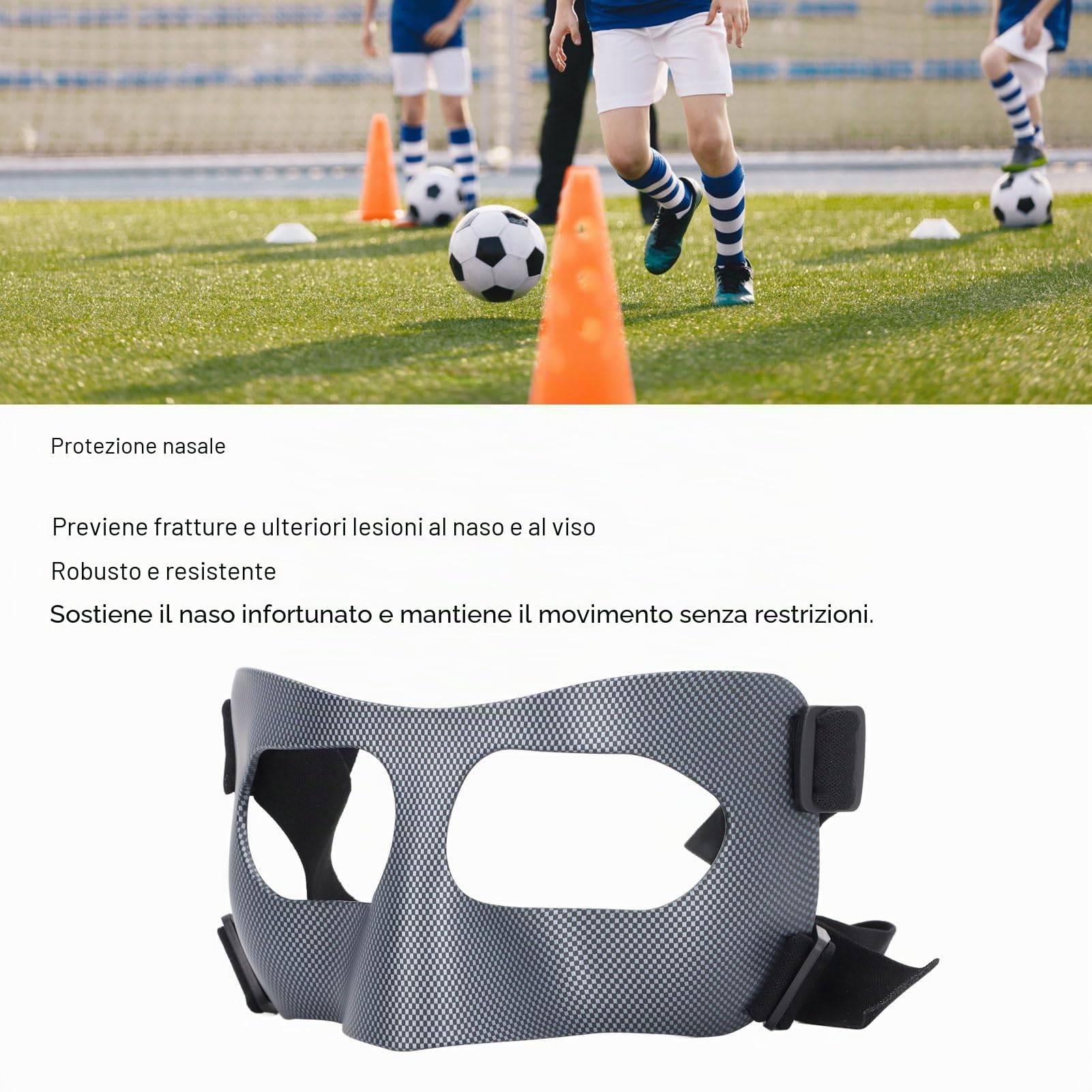 Protezione per il Naso per Naso, Protezione per il Viso Sportiva, Maschere Protettive per lo Sport Regolabili per Ridurre gli Infortuni Impatto Calcio Basket