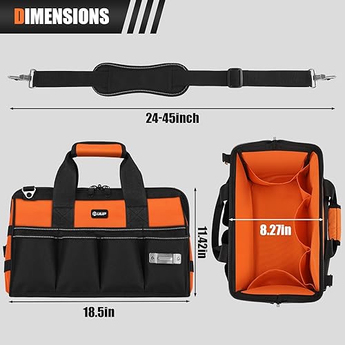 Miniatura 2 de Bolsa de herramientas resistente de 18 pulgadas, 16 bolsillos, portátil, suave, para almacenamiento, con asa táctica, caja de herramientas vacía con