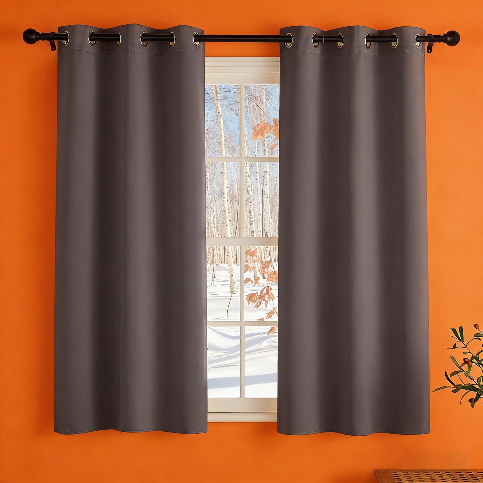 Rideau voilage gris 60 x 170 cm isolant thermique pour protéger le salon