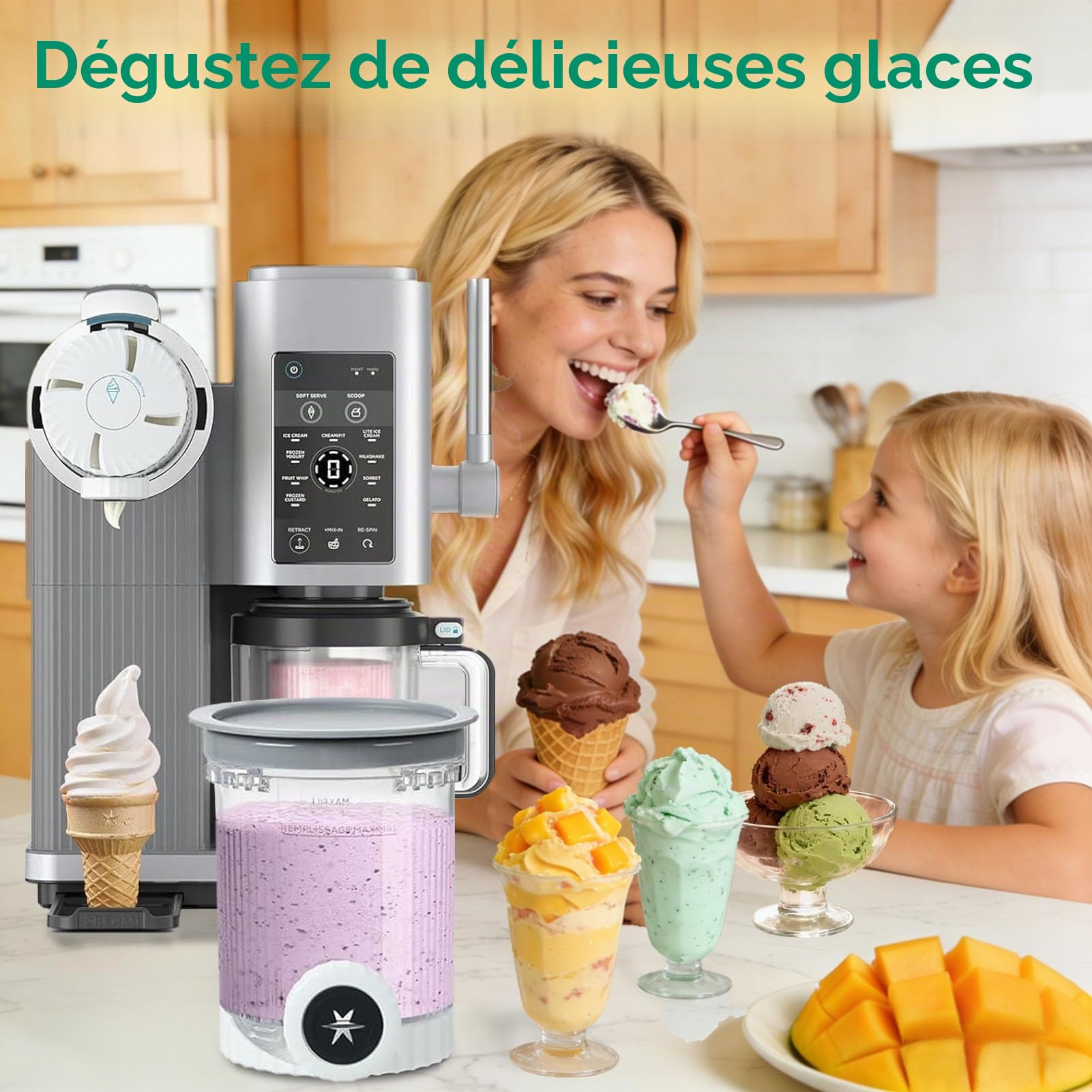 4 Pots à Glace Compatibles Ninja Creami NC700 NC701, 480 ml | Couvercles hermétiques anti-fuite, sans BPA et lave-vaisselle, idéal pour glace maison et préparation à l'avance