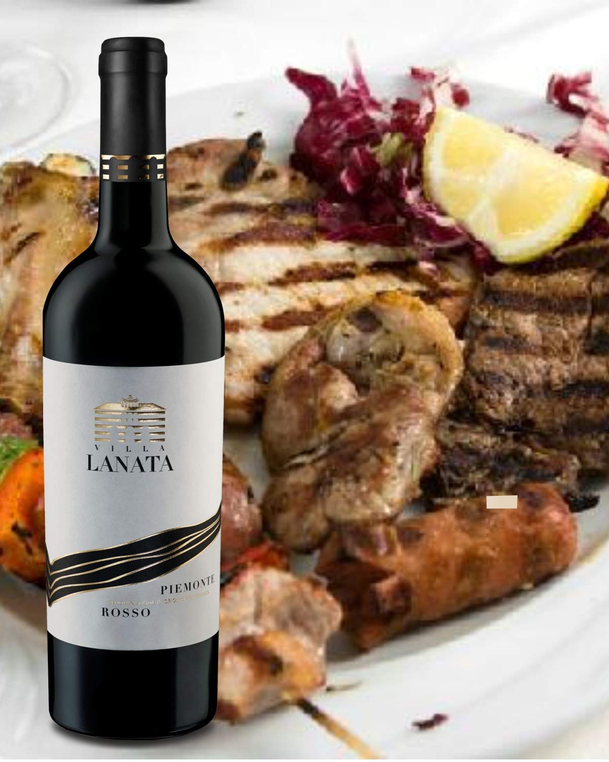Villa Lanata Piemonte DOC Rosso Rotwein 6 Flaschen - Italien wein Barbera trocken (6 x 0.75l) (Packung mit 3)
