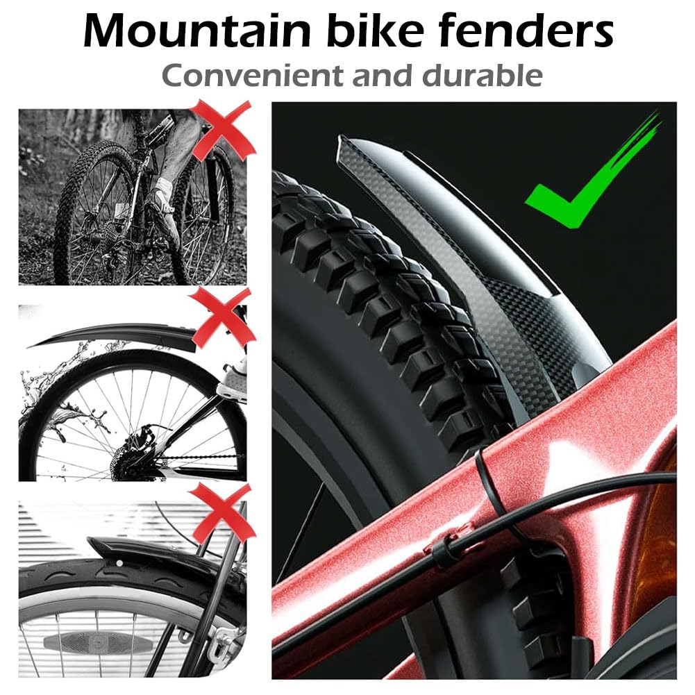 LightBeacon Parafango MTB, 2 Pezzi Parafango Bicicletta, con 12 Fascette Cavi, Parafango Universale per Bicicletta, Quick Release, per Mountain Bike, Corsa