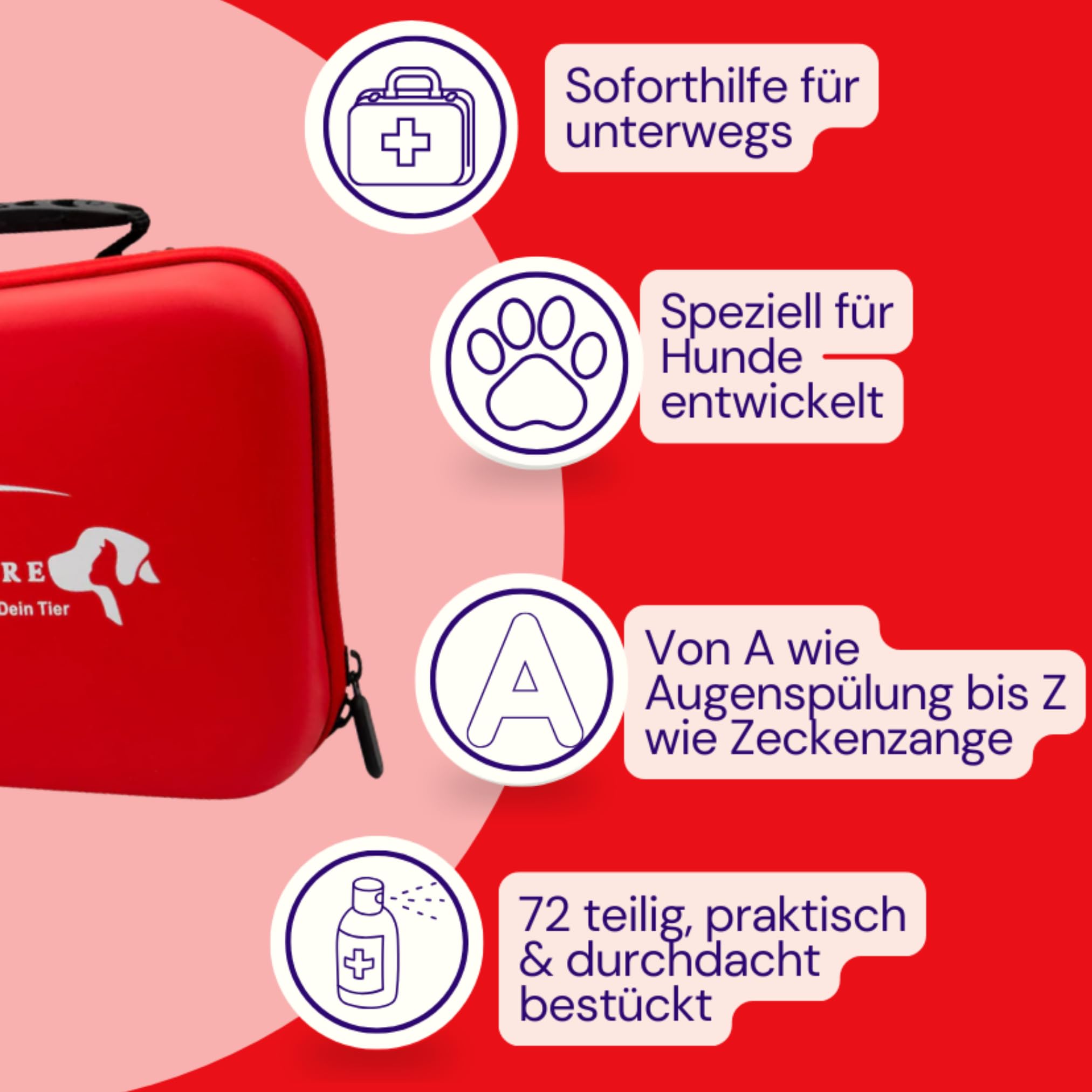 Erste-Hilfe Box für Hunde mit über 70 Einzelteilen