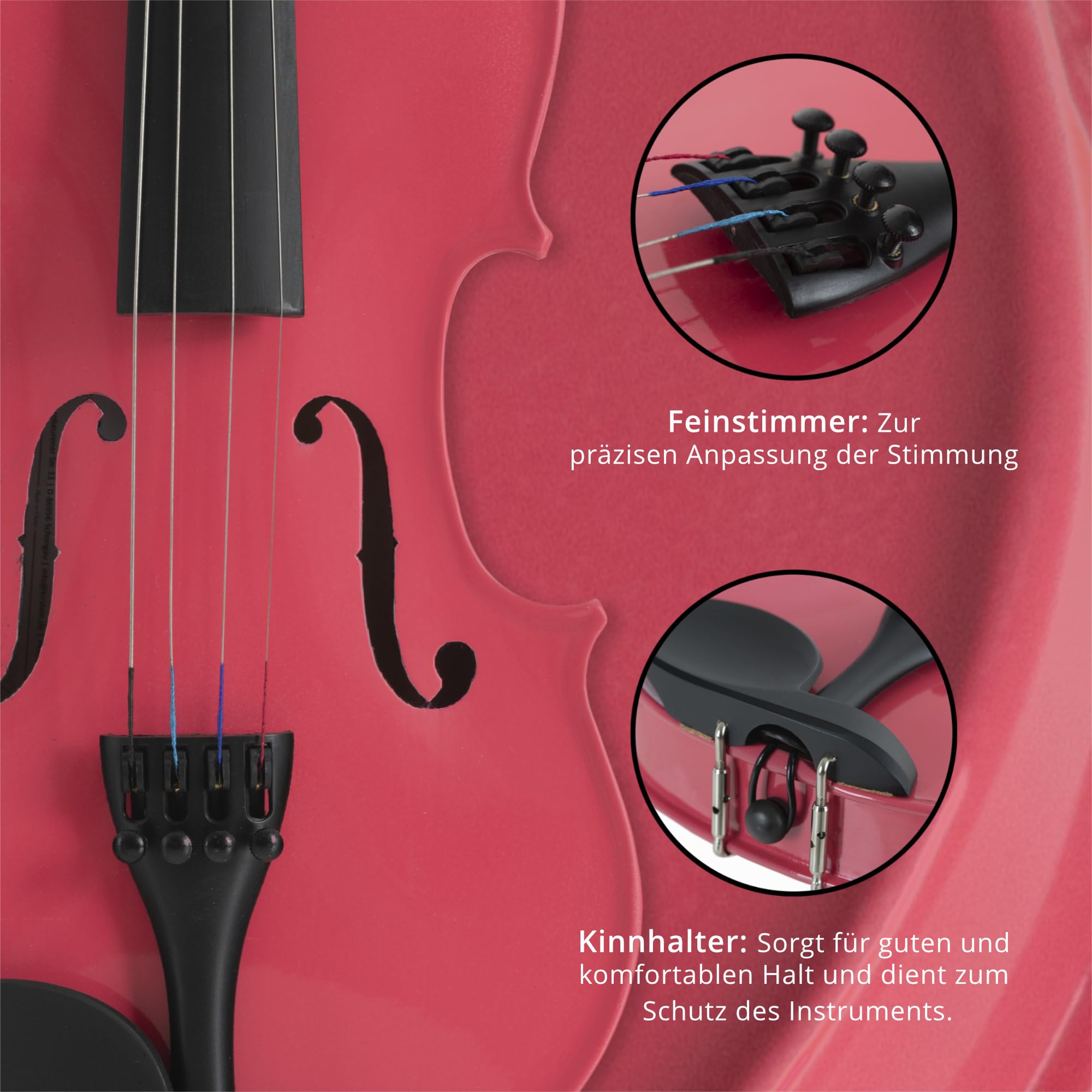 Classic Cantabile VP-100PK Set De Violín 1/2 Rosa, Tamaño: 1/2, Tapa: Abeto