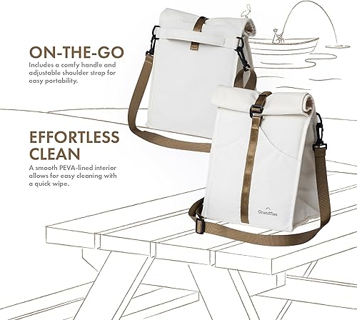 Miniatura 5 de GRANDTIES Lonchera térmica para mujeres, hombres y adultos, a prueba de fugas, lonchera enrollable a prueba de fugas, bolsas reutilizables para