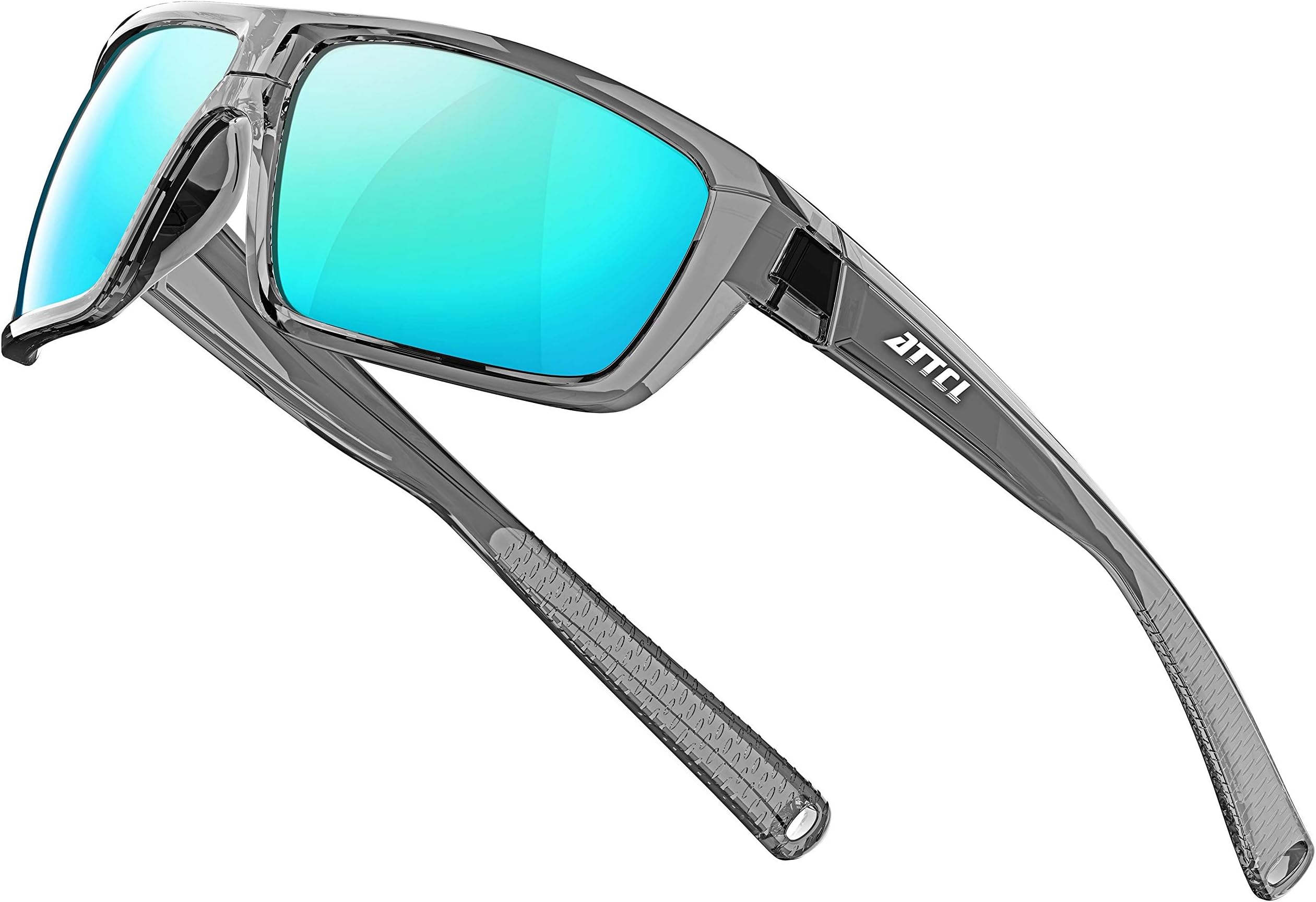 ATTCL Polarized Wrap Sunglasses for Men: Rectangle TR90 Frame, UV400 Protection Sport Glasses for Running, Driving, Fishing and Outdoor Activities