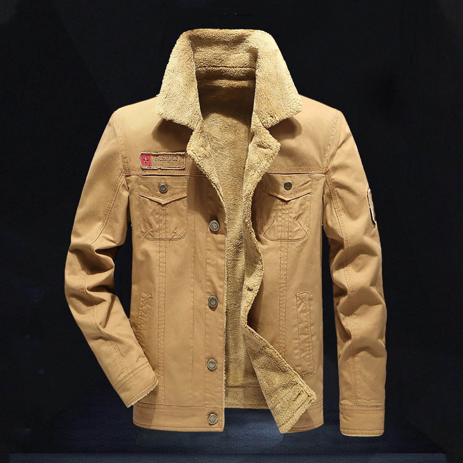 Chaquetas bomber con forro polar para hombre, cuello de solapa, ropa de combate, ropa militar, gruesa, cálida, cortavientos, ropa de abrigo, chaqueta térmica casual para hombre