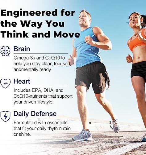 Miniatura 5 de Suplemento concentrado de aceite de pescado Omega 3, 1000 mg por porción, contiene EPA, DHA y CoQ10, apoya la salud del corazón, el cerebro y las