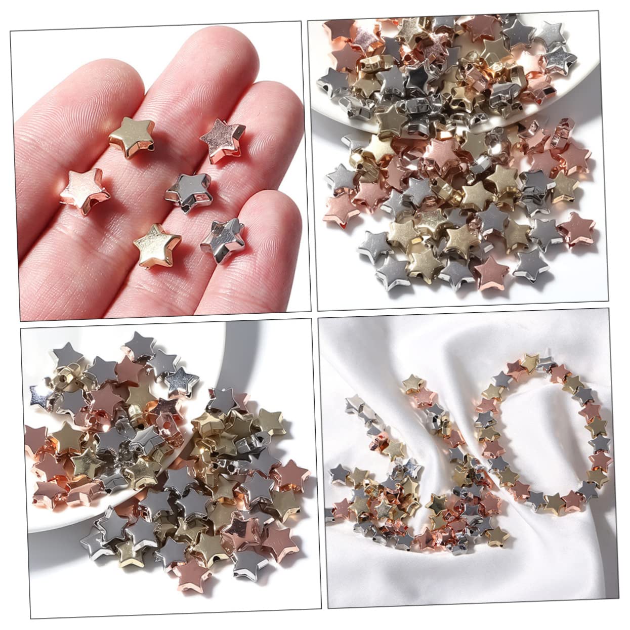 Lurrose 1200piezas Bolas Espaciadoras De Estrella Para Joyería De Abalorios De Diseño Estrella Para Pulseras y Collares Surtidos Manualidades Creativas