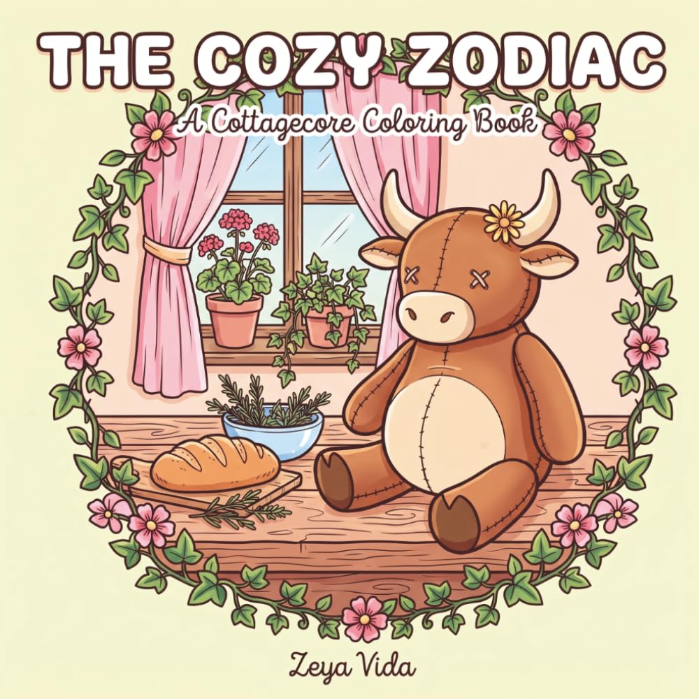 The Cozy Zodiac: A Cottagecore Coloring Book Featuring Whimsical Plushie Zodiac Signs for Adults and Teens - A Cute Cozy Fantasy Astrology Coloring Book