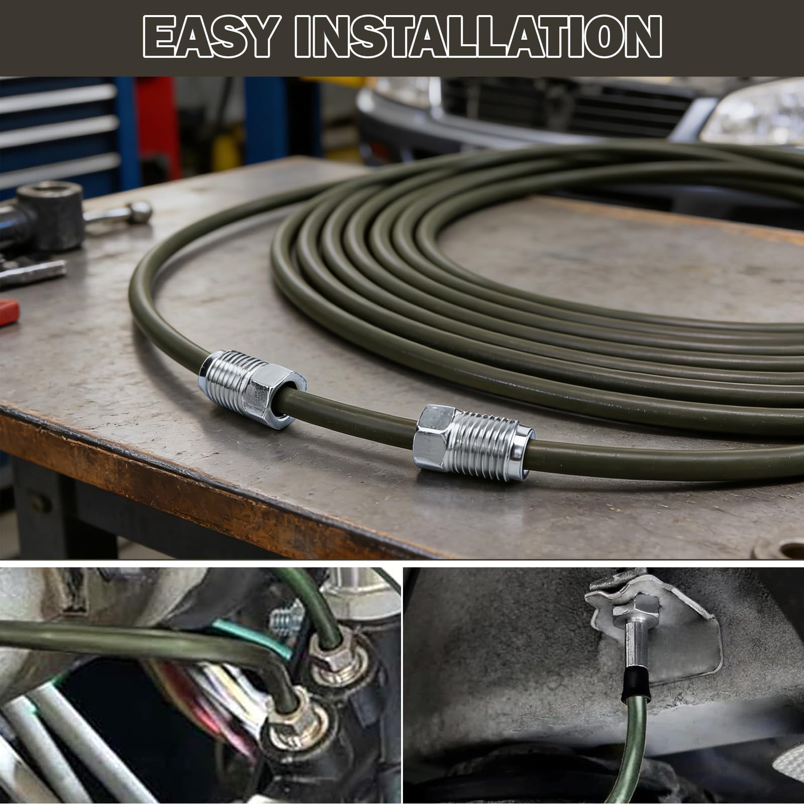 2 tubi del freno da 5 m, Ø 4,75 mm, in acciaio ramato, set con 10 viti e 5 connettori M10 × 1, conforme alla norma DIN 74234, adatto per bordi F, auto e moto