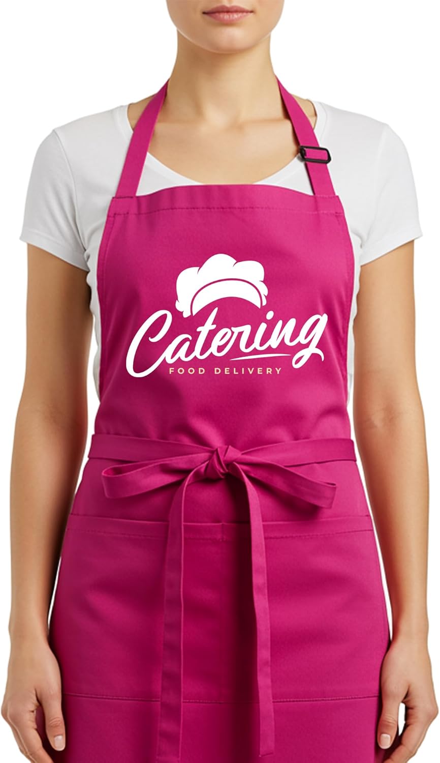 Custom Logo Apron, Personalized Name, Photo Aprons for Men&Women, Adjustable Waterproof Chef Bib with 2 Pockets, Professional Grilling Cooking Kitchen Apron, Customized BBQ, Baking Restaurant Gift - Image 3