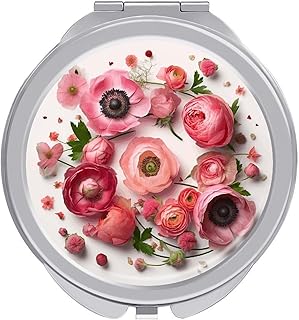 Flowers in A Circle Compact Mirror Portable T...