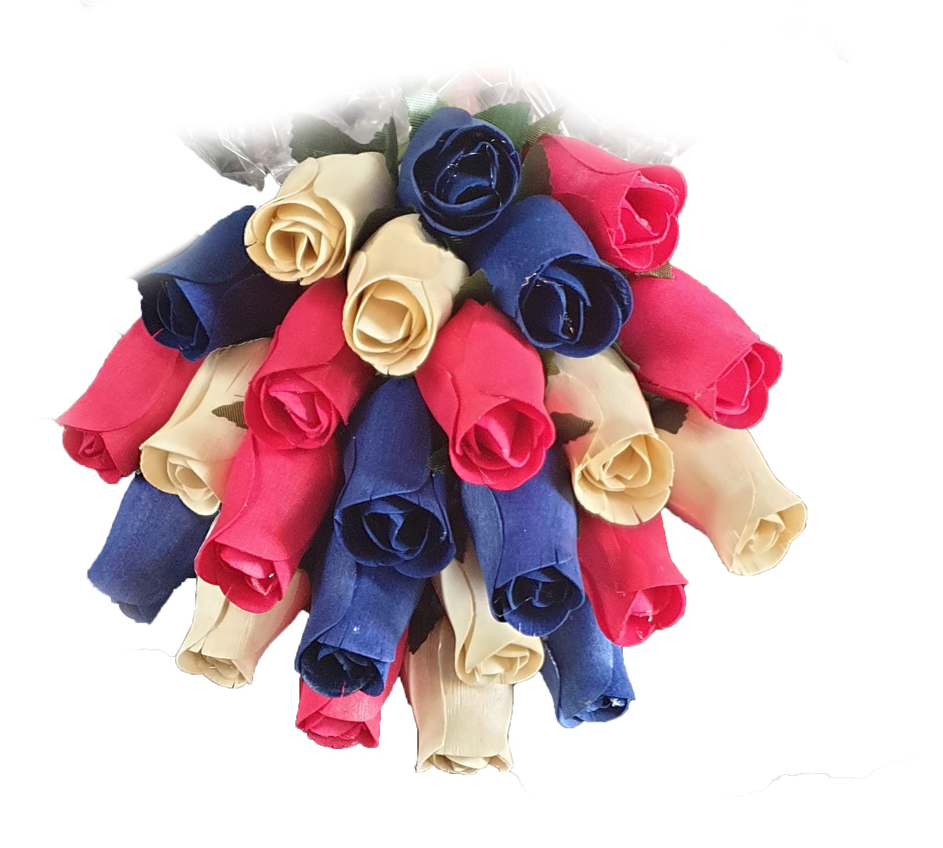 Homestreet Jubilee Everlasting Flower Bouquet, 2 Dozen Wooden Roses In A Choice Of Vibrant Colours, 24 Rose Buds In Cello-Instant Floral Gift (Jubilee)