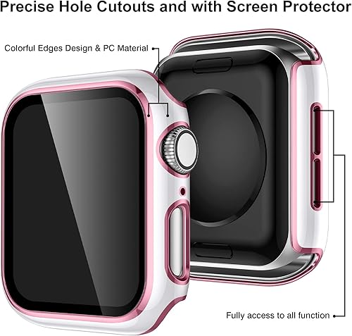 Miniatura 3 de GEAK Funda compatible con Apple Watch de 1.732 pulgadas, carcasa protectora completa de policarbonato duro para iWatch Series 654321 para mujeres y