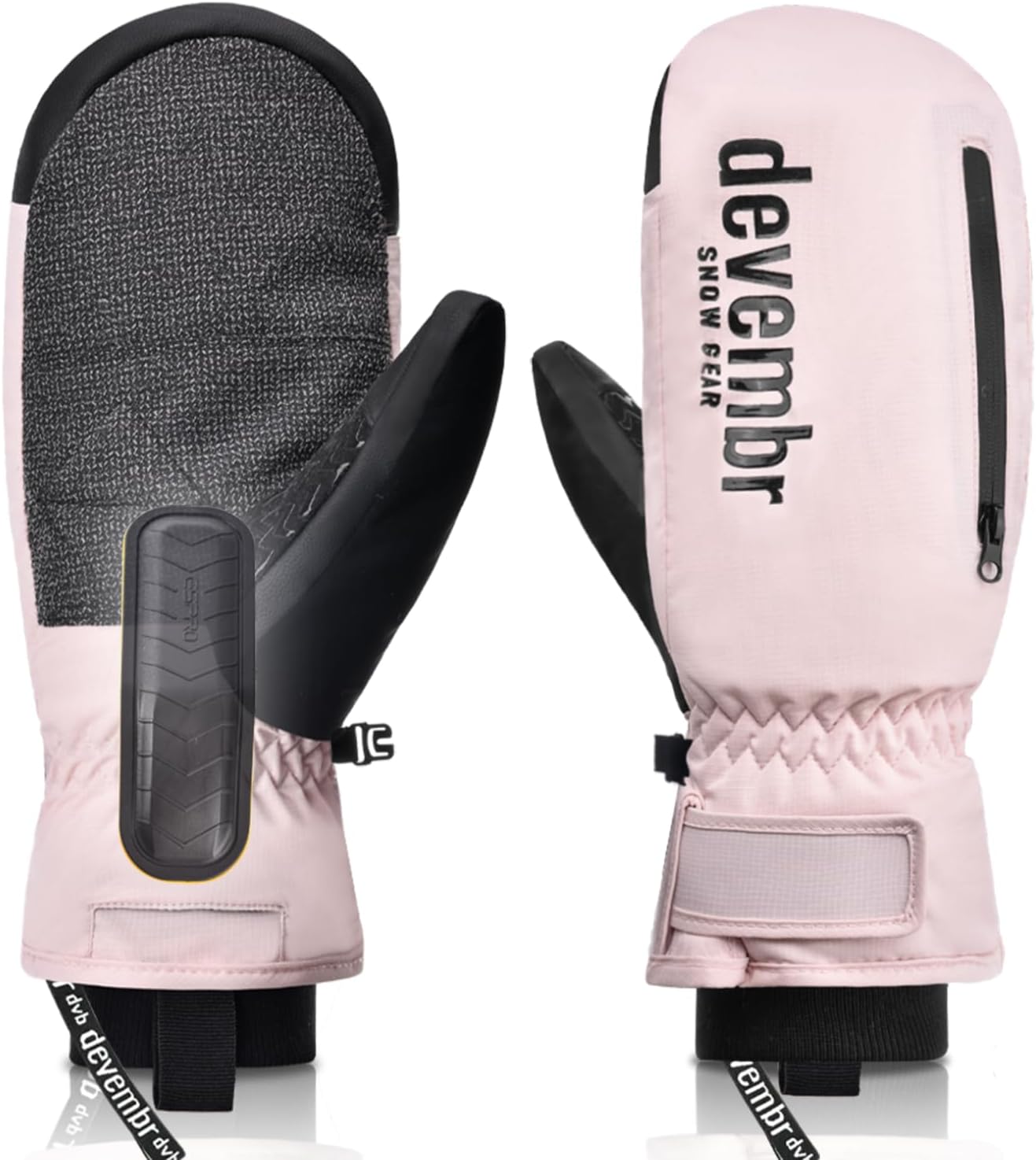 devembr Ski Mittens with Wrist Guards and Undercuff Design, Snowboard Mittens Touchscreen