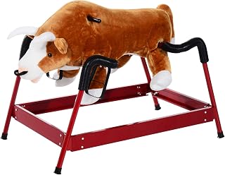 Qaba Kids Spring Rocking Horse Rodeo Bull Style with Realistic Sounds for Children Over 3 Years Old