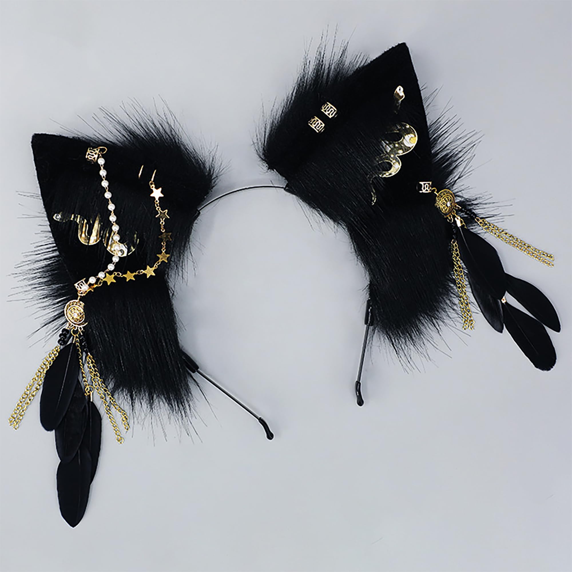 BNLIDES Handmade Furry Animal Ears Headwear Realistic Plush Adult Cosplay Accessory for Party, Anime and Convention Dress-Up