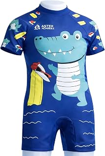 ASTER APPARELS Kids Boys Cartoon Dinosaur Swimsuit | Short Sleeve Jumpsuit | UV Protection | Lightweight & Streachable Swi... Price In India