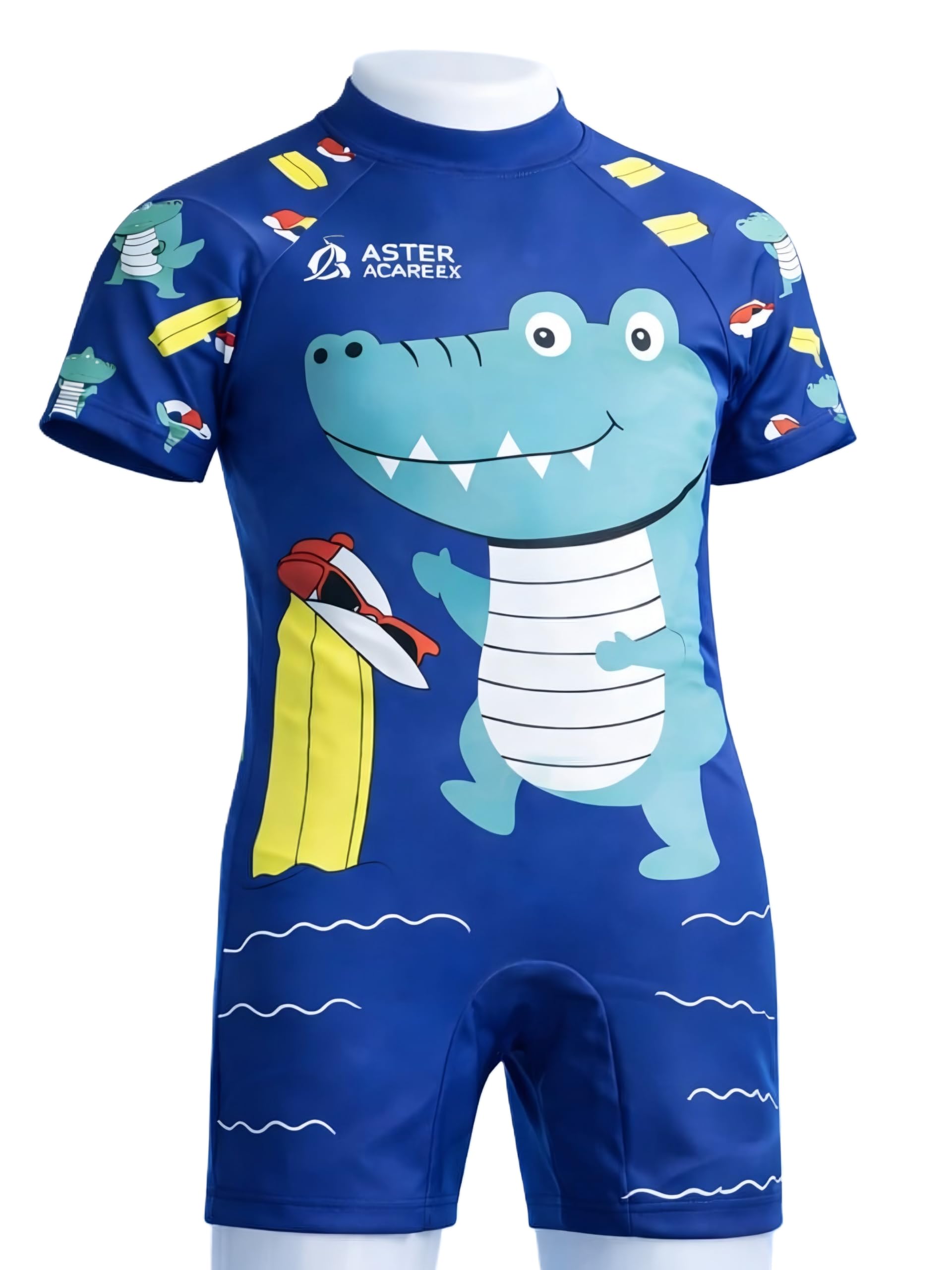 Kids Boys Cartoon Dinosaur Swimsuit | Short Sleeve Jumpsuit | UV Protection | Lightweight & Streachable Swimming Costume | Age 2–10 Years-picture-24