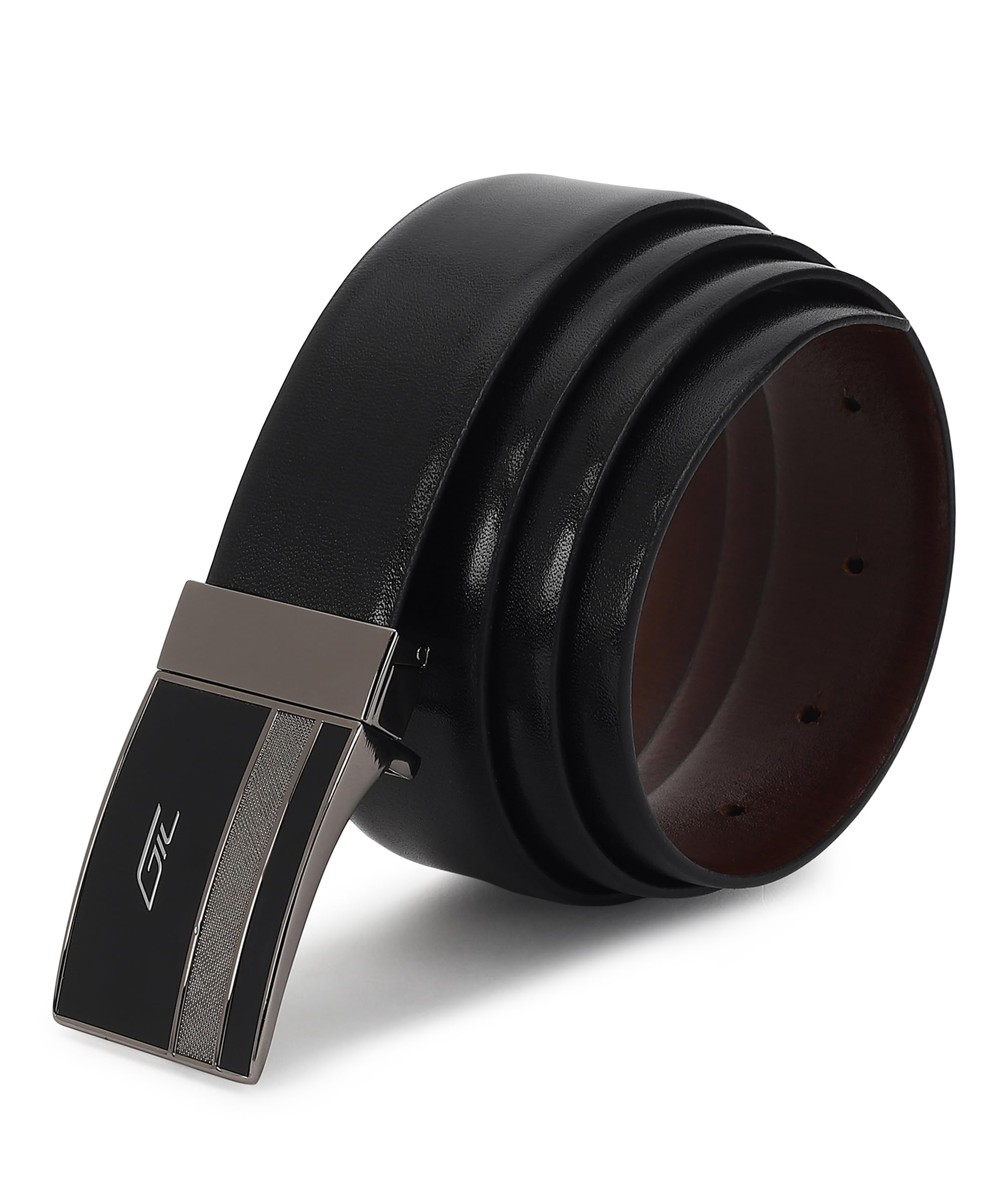 Reversible Leather Belt for Men, 34mm Wrinkle-free leather, Black and Brown, Signature Turning Buckle 35mm-image-1