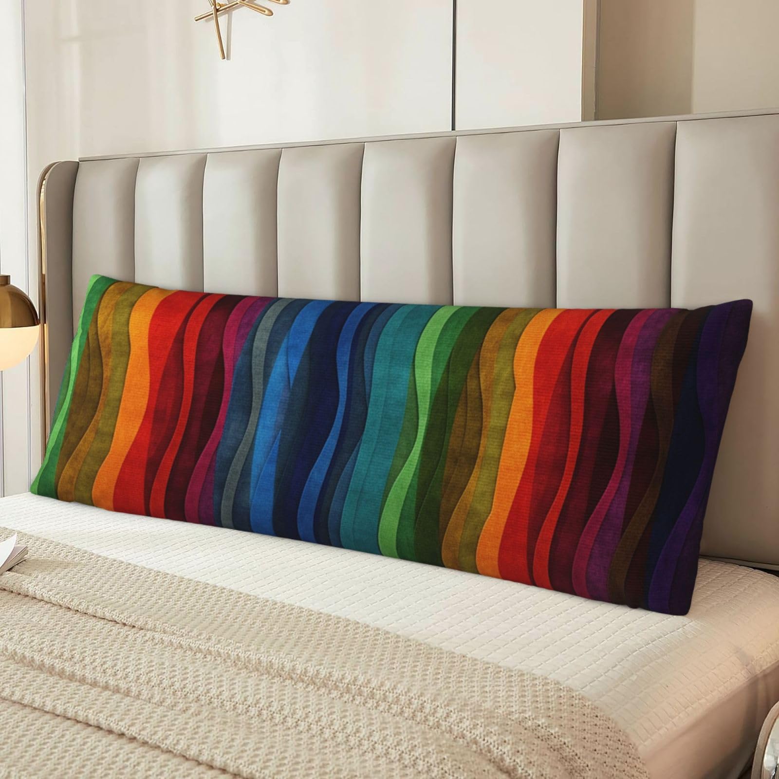 Rainbow Body Pillow Case Cover, Microfiber Long Pillow Cases, Ultra Soft and Cozy Plush Body Pillowcase Decorative Long Bed Pillow Cover for Sleeping 20x54 Inches