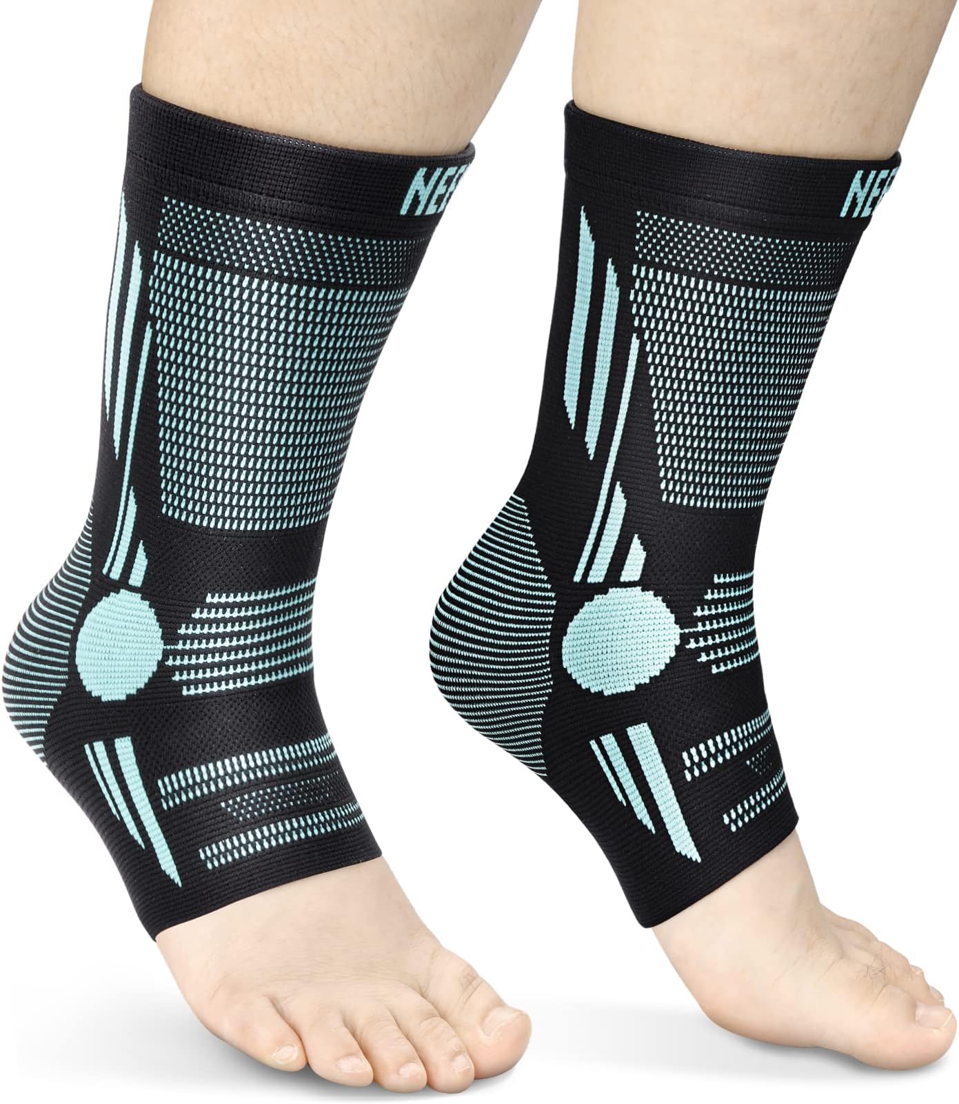 NEENCAAnkle Brace for Pain Relief, 2 Pack Compression Ankle Sleeves Set. Ankle Support Stabilizer for Achilles Tendonitis, Plantar Fasciitis, Joint Pain, Swelling, Arthritis, SportOEKO-TEX STANDARD 100