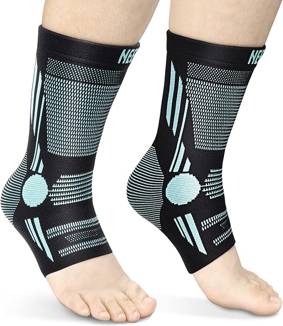 NEENCA Professional Ankle Brace Compression Sleeve (Pair), Ankle Support Stabilizer Wrap. Heel Brace for Achilles Tendonitis, Plantar Fasciitis, Joint Pain,Swelling,Heel Spurs, Injury Recovery, Sports