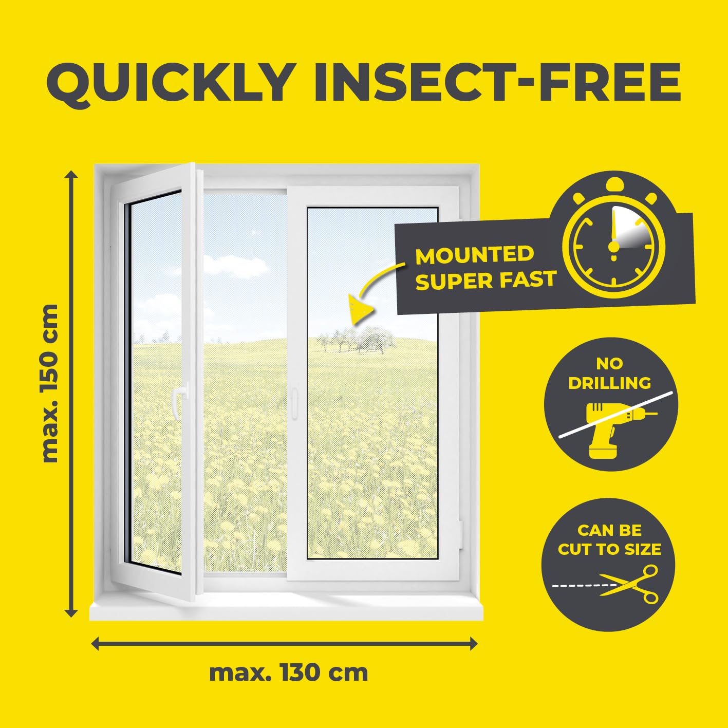 EASYmaxx Insect Protect Fly Screen Window with Magnetic Attachment, White, 150 x 130 cm | 1 Stück - Image 4