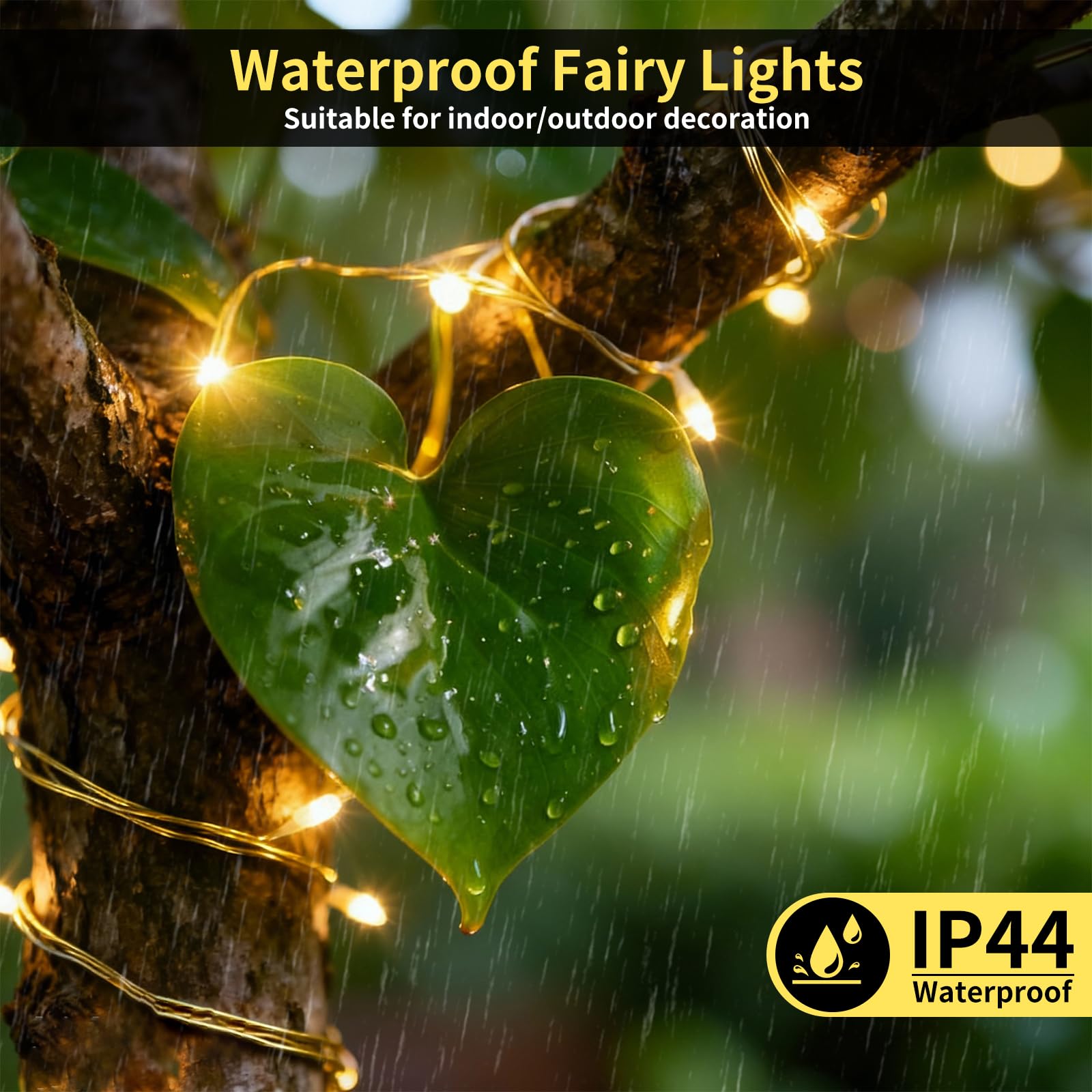 Bsgifts Guirnalda de luces recargables que funcionan con pilas, 33 pies, 100 luces LED con control remoto, impermeable, mini luces parpadeantes para dormitorio, Navidad, boda, decoración al aire libre