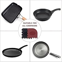 Vista 8 de TMEDW Raspador de plástico, herramienta raspadora de hierro fundido, raspador de cocina para limpiar sartenes, sartenes y planchas, imán integrado