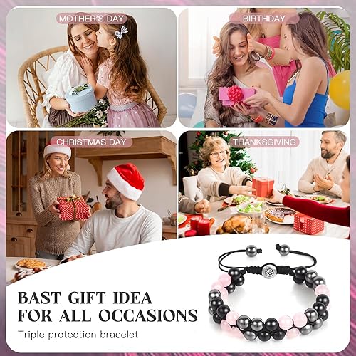 Vista 36 de Triple Protection Bracelet - for Protect & Balance - Energy Crystal Handmade Bracelets for Men Women Blue