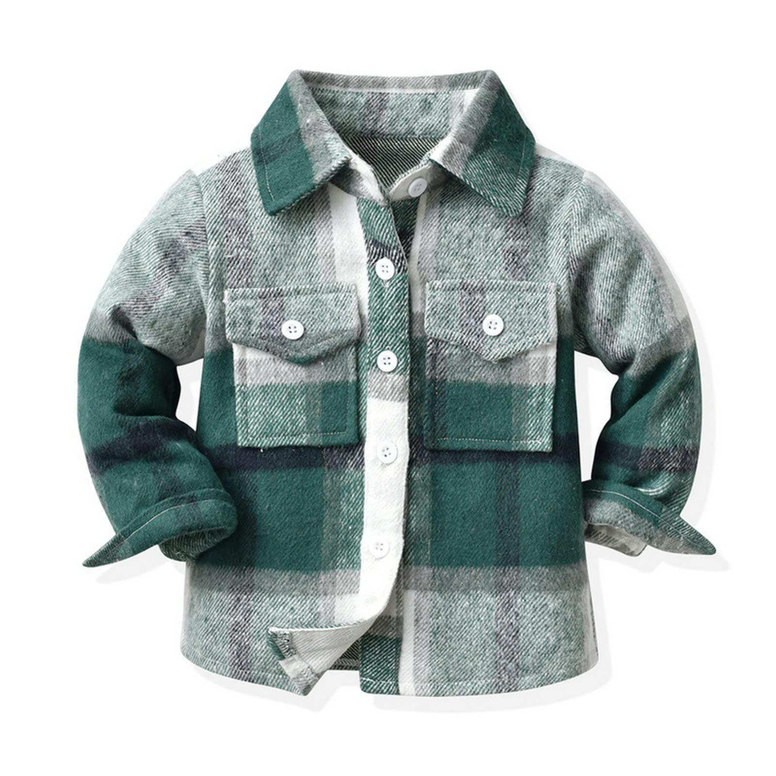 XNMAYA Toddler Little Boys Girls Long Sleeve Button Down Plaid Shirts Fall Winter Warm Jackets Family Photos Tops