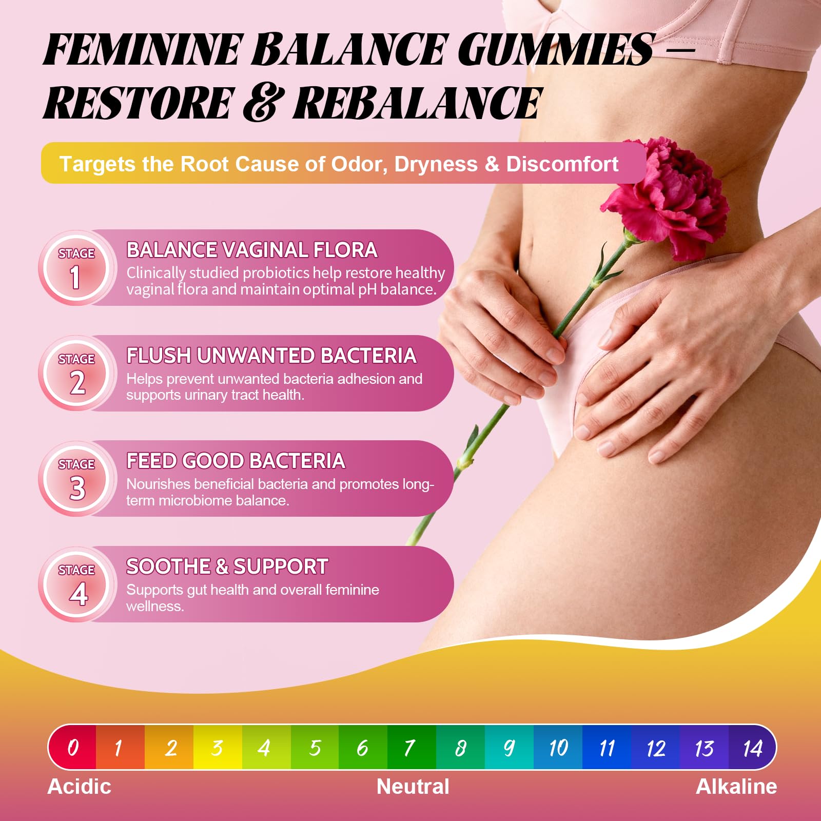 Totaria 9-in-1 Sugar Free Feminine Probiotics Gummies - Vaginal Flora & pH Balance, 50 Billion CFU with Prebiotic, Slippery Elm, Cranberry, for Vaginal, Urinary Tract & Gut, Hawaiian Pineapple, 60 Ct — Amazon image 6