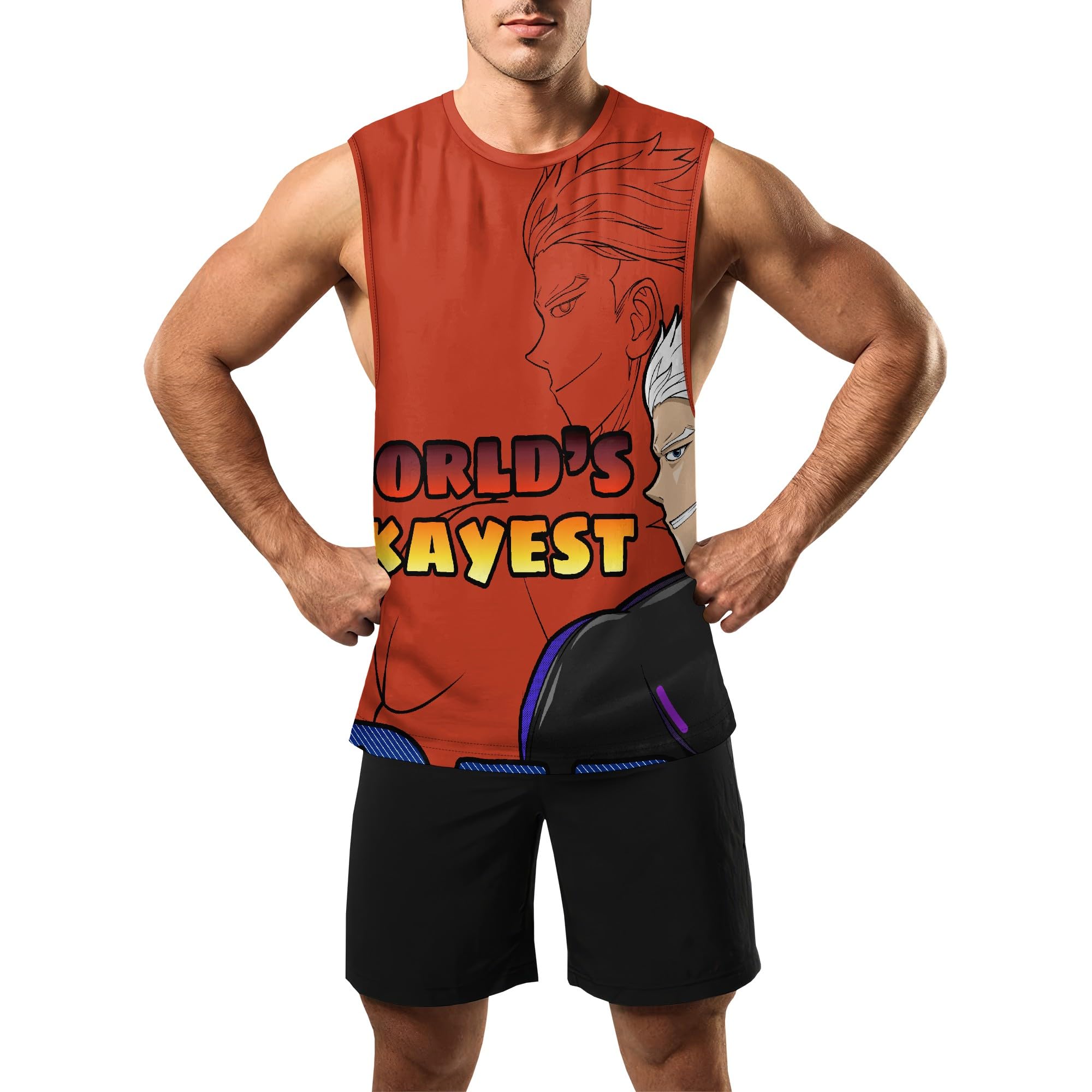 Zhyaj Summer Tanks Top for Men Flag Graphic Print Sleeveless Shirts Casual Working Out Vest T-Shirts Loose-Fit Men's Tank