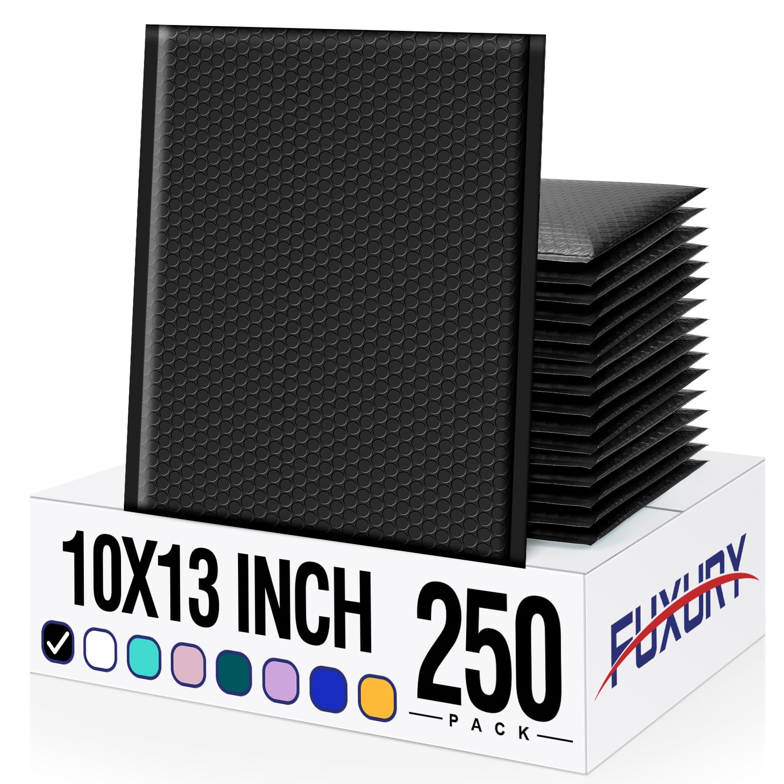 Fuxury Bubble Mailers 10x13 Inch Black 250 Pack Bulk Padded Envelopes